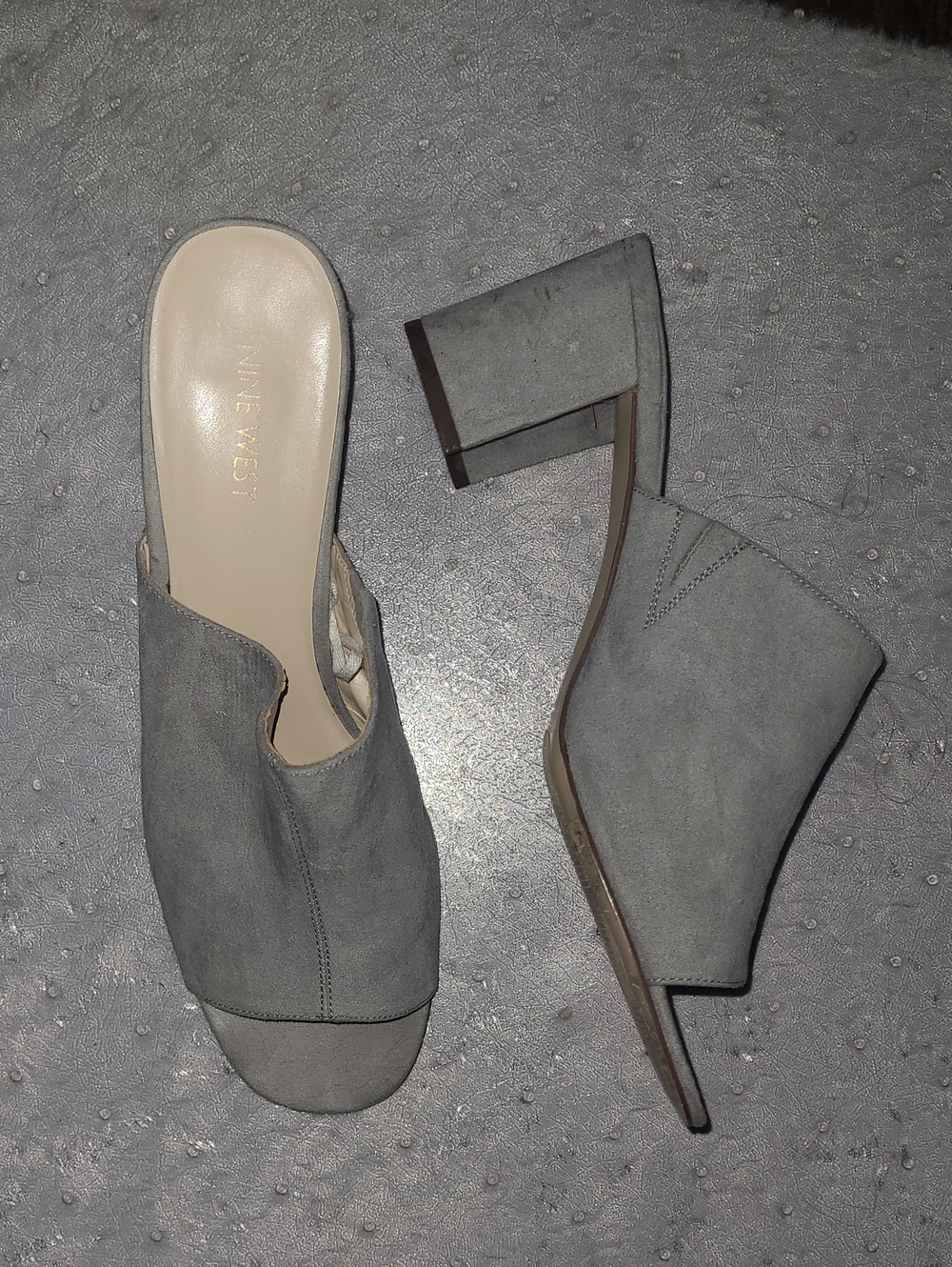 Nine West Light Gray Suede Mules - Size 10
